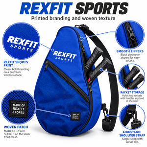 Sac de raquette de squash bleu, design personnalisé avec compartiment avant en maille et bandoulière réglable pour usage sportif - Product Image 5