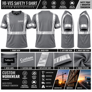 Wholesale <b>High</b> Visibility Construction Fluorescent Hi-<b>vis</b> <b>T</b> <b>Shirt</b> Work Wear Sports Custom Safety Working <b>T</b>-<b>shirts</b> - Product Image 6