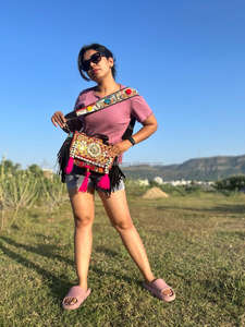 Nouvel arrivage de sacs en coton pour femmes Rajasthani véritable fait à la main Tribal Multi couleur Boho Hippie daim cuir frange gland Banjara - Product Image 2