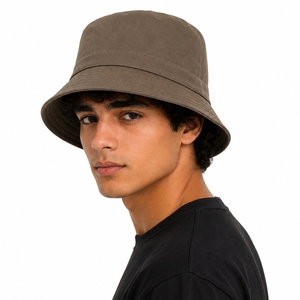 Chapeau Bob Unisexe en Coton Doux, Décontracté, à Large Bord, pour l'Extérieur, Style Urbain, Tendance, Confortable, Couleurs Terre, Chapeau de Style Urbain - Product Image 1
