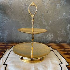 Support de service en laiton à motif floral de luxe pour fruits, gâteaux, sucreries et centre de table décoratif pour la maison, l'hôtel et la restauration - Product Image 2