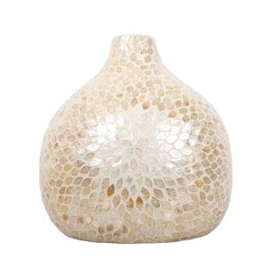 Handicraft Mother Of Pearl <b>Vase</b> Ivory <b>Mosaic</b> Flower Design Handmade Decorative Pot For Wholesale Hotel Decoration And Home Decor - Product Image 1