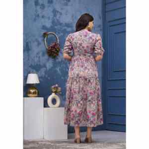 Elegante Vestido Largo de Modal con Estampado Floral, Lavable, Corte en A, para Mujer - Product Image 2