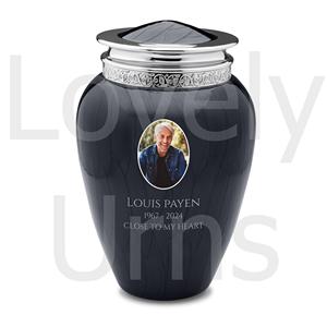 Urna Funeraria de Metal para Cenizas Humanas, Urna Conmemorativa para Adultos, Diseño 'Blessing Portrait Midnight', Proveedor de Fábrica OEM ODM - Product Image 3