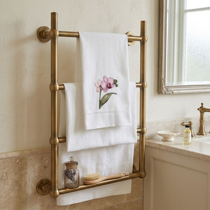 ผ้าเช็ดตัวแขกสีขาวผ้าฝ้ายขายส่ง ปักลายดอกกล้วยไม้แบบกำหนดเอง ผ้าเช็ดปากเย็บริมผ้า ซักเครื่องได้ ใช้ในบ้านและโรงแรม - Product Image 1