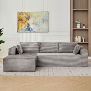 Divano Sezionale Modulare Minimalista a Compressione con Seduta Profonda, Divano a L Senza Struttura con Chaise Longue Comoda, Divano Letto per Soggiorno - Product Image 1