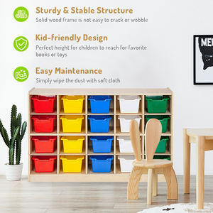 Meubles de <span class=keywords><strong>Rangement</strong></span> Montessori pour Maternelle avec Crochets – Casiers pour Sacs et Vêtements – Mobilier de Garderie et d'Apprentissage pour la Petite Enfance - Product Image 2