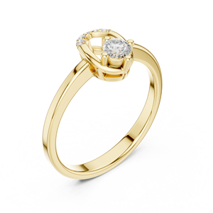 Yellow Gold Lab Grown Diamond Engagement Ring, Horseshoe Halo Design, Round Center <b>Stone</b>, Elegant Bridal Wedding Jewelry - Product Image 2