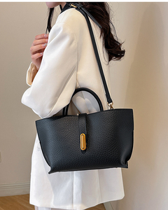Sac fourre-tout antivol en cuir PU pour femme avec bandoulière amovible, fermeture éclair, compartiment pour ordinateur, minimaliste, marron - Product Image 4
