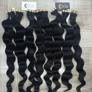 Vente en gros d'extensions de cheveux humains réels 100% couleur de vague naturelle ruban normal cuticule aligné Super Double extrémités dessinées produit solaire chaud - Product Image 6