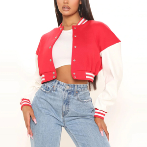 Ladies Varsity Crop <b>Top</b> Jackets Custom Blank Cropped Varsity Jacket With Wool Sleeves Buy Buy Women Varsity Crop <b>Top</b> Jackets - Product Image 1
