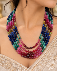 Collar de Perlas de Zafiro Multicolor Natural Precioso, Joyería Fina Hecha a Mano - Product Image 2