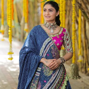 Designer Silk Traditional Navratri Lehenga Choli for Women Printed Chaniya Choli with Dupatta | Festive & Garba Party Wear - Product Image 2