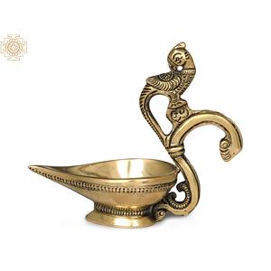 โคมไฟ DIY ทองเหลืองขนาดเล็กทำด้วยมือพร้อมที่จับนกแก้วทำจากของตกแต่งอินเดีย - Product Image 1