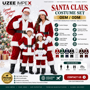 Costume de Père Noël en velours respirant de qualité supérieure, sur mesure, de luxe, pour hommes, femmes et enfants, OEM, ODM, marque privée, Noël - Product Image 4