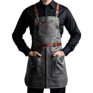 Waterproof Leather <b>Apron</b> for <b>Kitchen</b> BBQ Grill Durable Heat Resistant <b>Apron</b> Bulk Supply OEM Customization LPN-0211 - Product Image 1