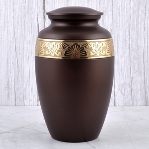 Urna funeraria para adultos de latón con rayas horizontales rojas y plateadas, con superficie mate para cenizas humanas, urna conmemorativa para funerales. - Product Image 6