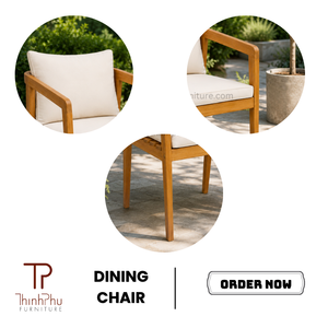 ThinhPhu Modern Scandinavian Eco-Friendly Solid Wood Dining Chair Upholstered Cotton Fabric Cushion Dining Room Furniture - Product Image 5