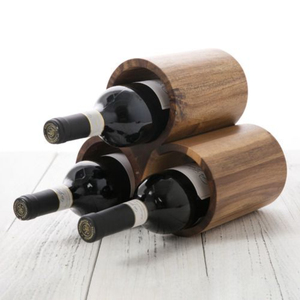 Wholesale Acacia Wood Wine Rack 3-Bottle Wine Holder for Home Kitchen <b>Bar</b> Decor Eco-Friendly Solid Wood <b>Free</b> <b>Standing</b> Display - Product Image 1