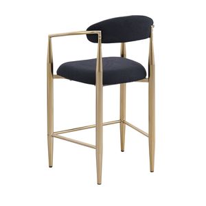 Ensemble de 2 tabourets de bar modernes en bouclette, chaises hautes vintage pour îlot de cuisine avec structure/sièges/dossier/accoudoirs en métal, tabourets de bar modernes rembourrés à hauteur de bar - Product Image 5