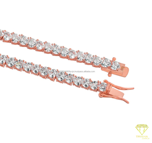 สร้อยข้อมือเทนนิสเพชรโมอิสซาไนต์ VVS ดีไซน์ใหม่ เงินแท้ 925 ชุบทอง 14k ชุบทองคำสีกุหลาบ เหมาะสำหรับเป็นของขวัญหรือใส่ไปงานปาร์ตี้ - Product Image 2