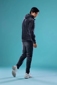 Men Velvet Full <b>Zip</b> <b>Hooded</b> Tracksuit Set Solid Color Fleece Sweatshirt Pants Casual Sportswear Autumn Wear - Product Image 2