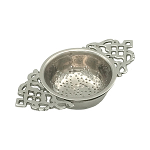 Elegant Metal Handwoven Brushed Shiny Brass <b>Tea</b> Strainer With Long Two Side Handle for Kitchenware Loose Leaf <b>Tea</b> <b>Infuser</b> - Product Image 5