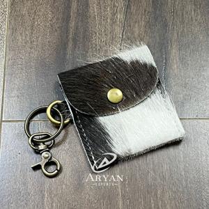 Porte-monnaie en cuir de vachette fait main avec bouton-pression et porte-clés, mini portefeuille en cuir véritable, accessoire de mode, vente chaude - Product Image 1