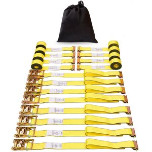 Set di 8 Cinghie a Cricchetto Premium 5x38 cm, Resistenza alla Rottura 4400 lb, Cinghie a Cricchetto Senza Fine per E-Track, Uso Intensivo - Product Image 2