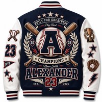 Veste universitaire personnalisée en patchwork avec broderie chenille sur les manches, lettres d'équipe, fermeture éclair, imperméable, style baseball New York