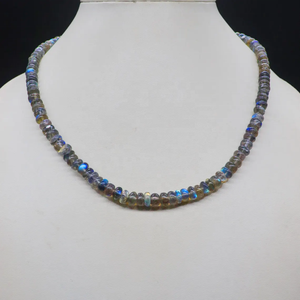 Collier de perles de Labradorite Rondelle Collier de perles de Labradorite Naturelle en argent sterling 925 5-7mm 16 Inch - Product Image 3