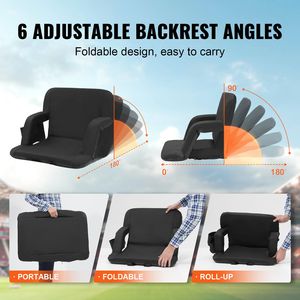 Sedia da Stadio Reclinabile Portatile con Ampio Sedile e Supporto Lombare, Cuscino Imbottito Pieghevole - Product Image 4