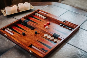 <b>Wood</b> Backgammon <b>Set</b> Foldable 19x15 Inch with Checkers Dice and Cups for Playing Unisex - Product Image 6