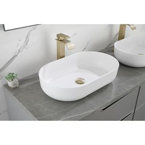 Moderno ovale 24 \ "x14 \" bianco sopra il lavandino per lavabo lavabo da bagno 24*14*5.5 - Product Image 2