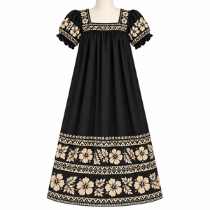 Robes Mumu décontractées et douces pour un confort quotidien, robe Mumu polynésienne micronésienne à manches courtes, robe décontractée de haute qualité - Product Image 3