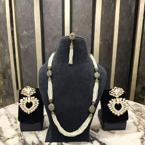 Top fabricant indien de luxe plaqué or Hydro longue perle Mala collier ensemble de haute qualité personnalisé Vintage bijoux femmes - Product Image 1