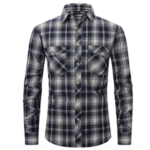 Chemise en flanelle brodée sur mesure pour hommes, manches longues, 100% coton, chemise décontractée, motif uni, séchage rapide, respirante, service OEM - Product Image 1