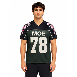 Custom Floral Print Oversized Unisex American Football Jersey Premium Mesh Lightweight Breathable <b>Athletic</b> Graphic Tee Wholesale - Product Image 1