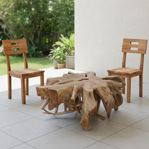 Mesa de Centro de Lujo con Base de Raíz de Teca, Hecha a Mano, Artística y Moderna, con Tapa de Vidrio, Modelo Sania, Mueble Decorativo para Vestíbulo de Hotel - Product Image 3