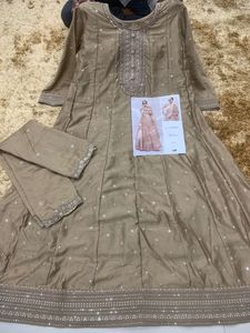Vestido Salwar Kameez Anarkali de Seda para Mujer, Traje Indio Largo hasta el Suelo, de Secado Rápido, para Fiestas RN - Product Image 3