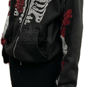 2026 Glitter Zipper OEM Custom Rhinestone Hoodie With Logo Sparkly Rhinestone Hoodie For Men Fashion - Product Image 4