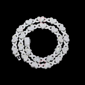 Collar con Colgante de Baguette en Forma de Corazón, Joyería Fina, Plata de Ley 925 con Baño de Rodio, Moissanita VVS - Product Image 1