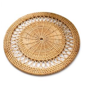 Mantel Individual Redondo de Ratán Tejido a Mano para Decoración de Viviendas y Venta de Inmobiliarias, Fibra Natural Premium - Product Image 2