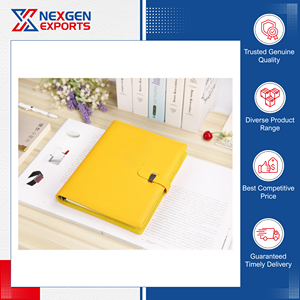 Classeur à anneaux en cuir PU de qualité garantie avec porte-cartes, reliure cousue style spirale, cadeau pour acheteurs en gros - Product Image 4