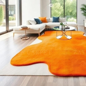 Tapis décoratif de luxe, tissé à la main, en laine, orange uni, design abstrait, tapis d'intérieur et d'extérieur, décoration de la maison, tapis à motifs abstraits modernes - Product Image 3