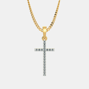 Collar con Colgante de Cruz de Diamante Cultivado en Laboratorio en Oro Amarillo - Product Image 1