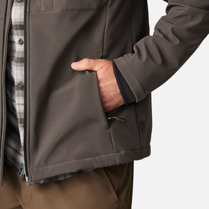 Chaqueta de Forro Polar Gris para Hombre con Cierre de Cremallera, Cuello Alto, Ropa Exterior Informal Resistente al Viento para Otoño - Product Image 5