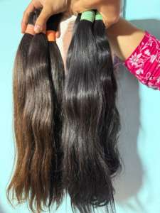 Extensions de cheveux indiens de temple de haute qualité 105G, naturels raides/ondulés/bouclés, cheveux humains vierges Remy bruts du sud - Product Image 5