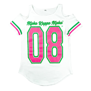 T-shirt décontracté pour femme en coton premium avec épaules dénudées et motifs graphiques imprimés - Product Image 1