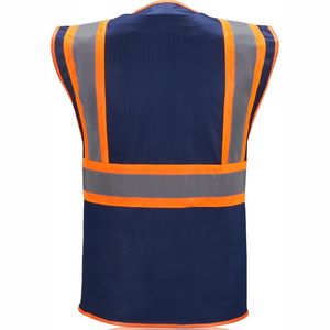 Gilet de travail respirant et réfléchissant pour électriciens et chauffeurs, col en V, coupe-vent, multi-poches, gilet de sécurité - Product Image 3
